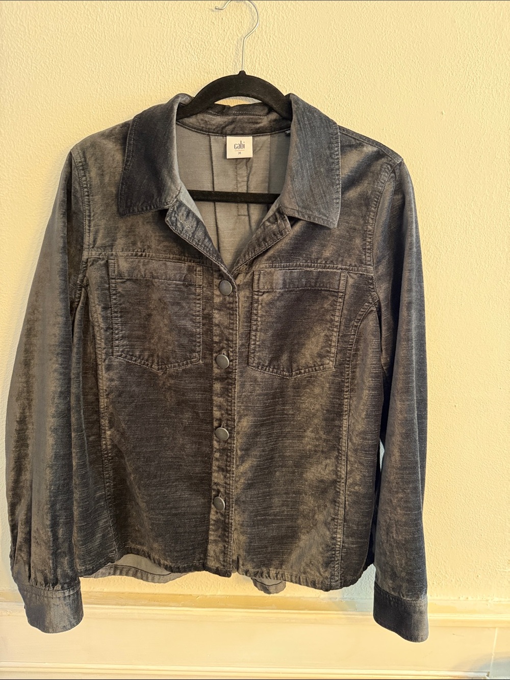 CAbi Washed Charcoal Button-Front Shirt Jacket